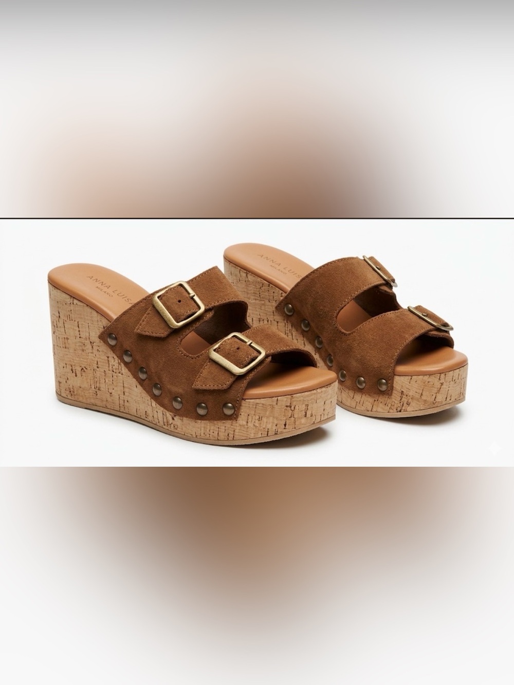 Anna Luisa Amalfi Studded Suede Cork Wedge Sandal Women’s 7 - Picture 6 of 7